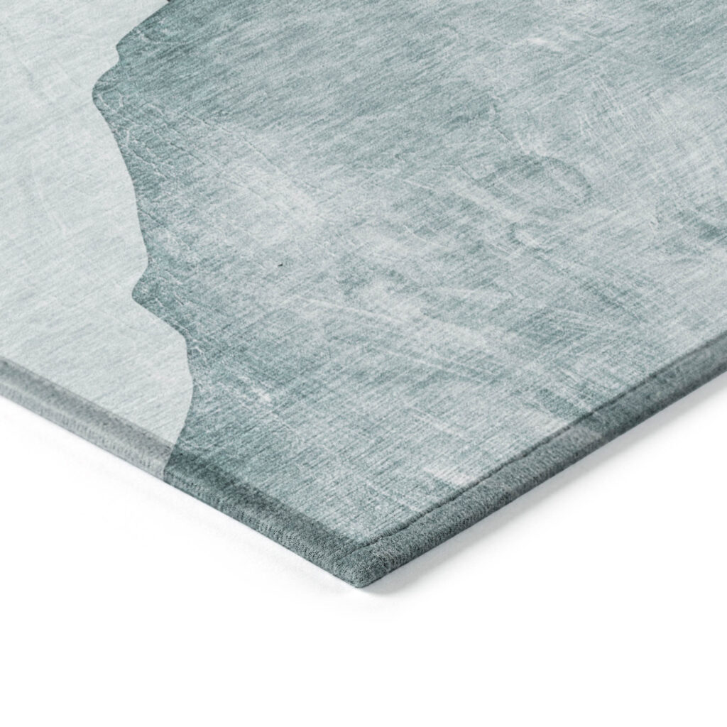 9' X 12' Ivory Teal and Gray Abstract Washable Non Skid Indoor Outdoor Area Rug