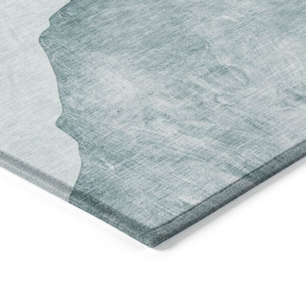 9' X 12' Ivory Teal and Gray Abstract Washable Non Skid Indoor Outdoor Area Rug