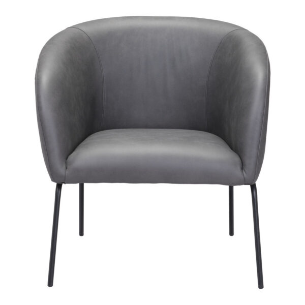 28" Gray And Black Faux Leather And Upholstered Club Chair