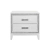 26" White Two Drawer Faux Crystal Bling Wood Nightstand