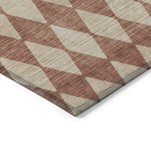 5' X 8' Orange And Copper Geometric Washable Indoor Outdoor Area Rug