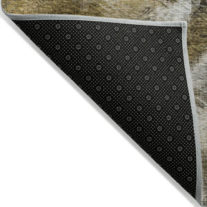 10' X 14' Brown Beige And Gold Abstract Washable Indoor Outdoor Area Rug