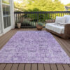 8' X 10' Lilac And Purple Floral Washable Indoor Outdoor Area Rug