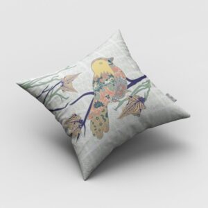 16" Light Green Sparrow Zippered Suede Throw Pillow