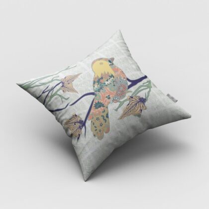 16" Light Green Sparrow Zippered Suede Throw Pillow