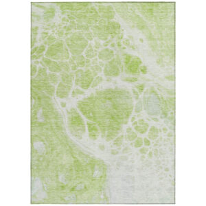 10' X 14' Artichoke Green And Ivory Nautical Washable Indoor Outdoor Area Rug