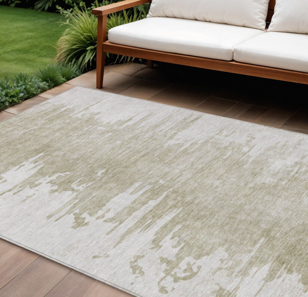 10' X 14' Taupe Beige And Tan Abstract Washable Indoor Outdoor Area Rug