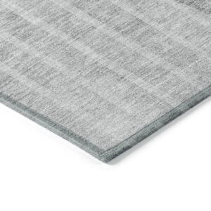 3' X 5' Gray Silver And Ivory Striped Washable Indoor Outdoor Area Rug
