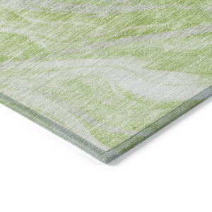 8' X 10' Green And Ivory Abstract Washable Indoor Outdoor Area Rug