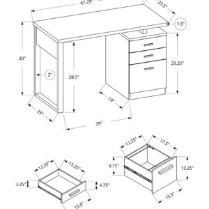 24" Gray and Black Computer Desk With Three Drawers