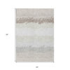 8' X 10' Ivory Beige And Taupe Striped Washable Indoor Outdoor Area Rug