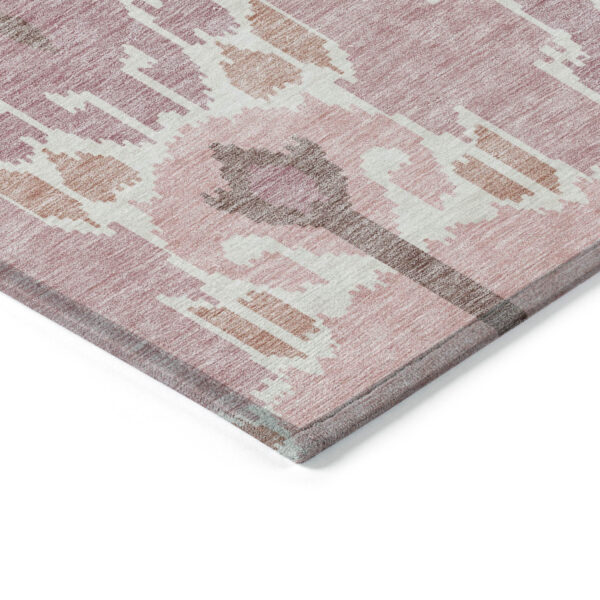 5' X 8' Blush Pink And Ivory Ikat Washable Indoor Outdoor Area Rug