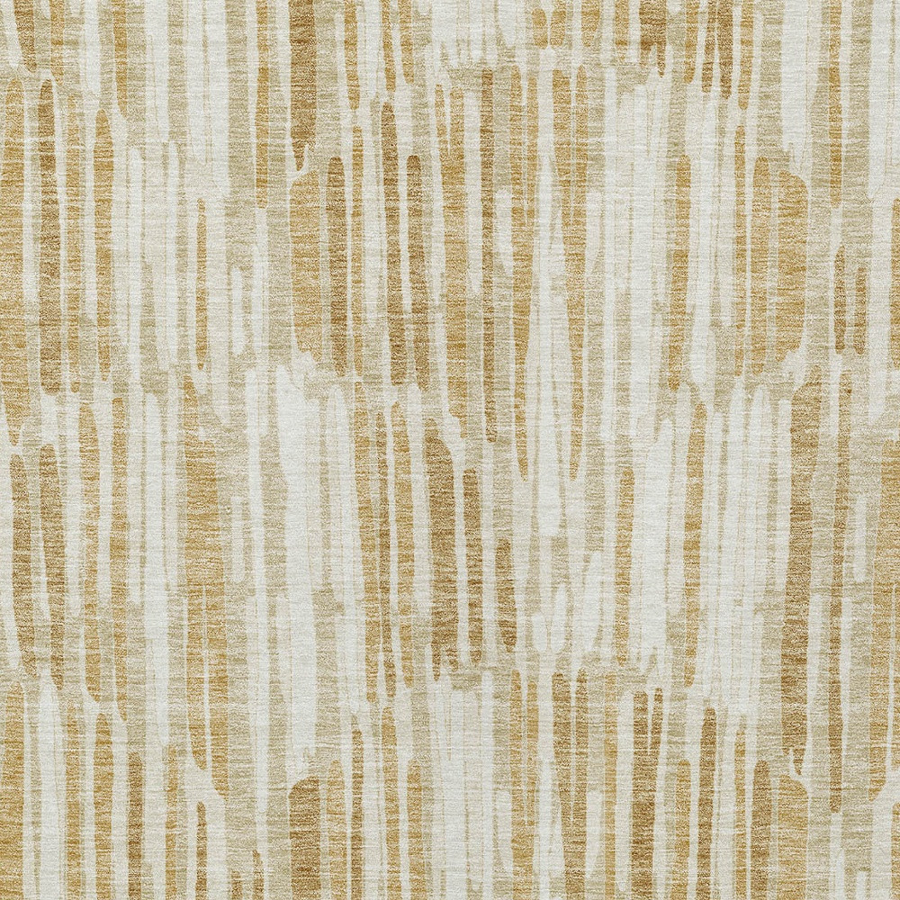 5' X 8' Gold Beige And Ivory Abstract Washable Indoor Outdoor Area Rug