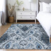 9' X 12' Denim Blue And Sky Blue Moroccan Washable Indoor Outdoor Area Rug