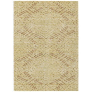 3' X 5' Gold Beige And Taupe Floral Washable Indoor Outdoor Area Rug