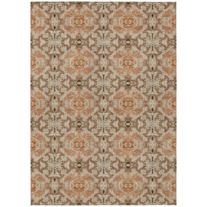 9' X 12' Terra Cotta Copper And Beige Medallion Washable Indoor Outdoor Area Rug