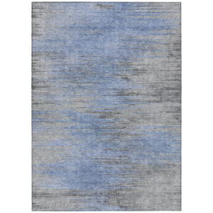 3' X 5' Denim Blue And Sky Blue Abstract Washable Indoor Outdoor Area Rug