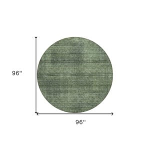 8' Olive Green And Gray Round Striped Washable Indoor Outdoor Area Rug