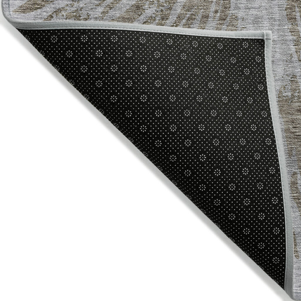 3' X 5' Brown And Gray Abstract Washable Indoor Outdoor Area Rug