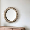 35" Brown Abstract Wood Framed Accent Mirror