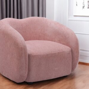 36" Pink And Black Faux Shearling And Upholstered Arm Chair