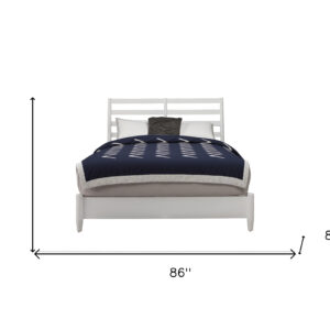 White Slat Back Solid Wood King Bed Frame