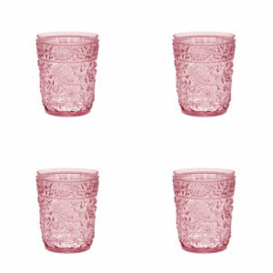 Set of Four Pink Paisley Acrylic Stemless Whiskey Glasses