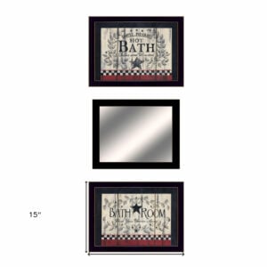 Set Of Three Hot Bath 14 Black Framed Print Wall Art