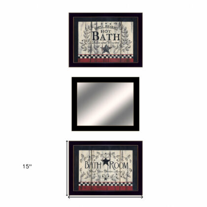 Set Of Three Hot Bath 14 Black Framed Print Wall Art