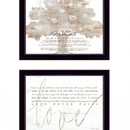 Set Of Two Love Or In The Moment 2 Black Framed Print Wall Art