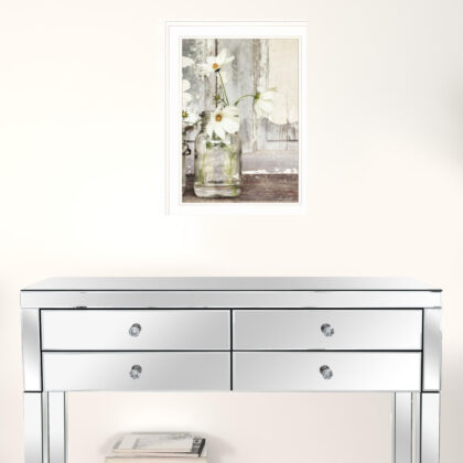 White Blossoms 1 White Framed Print Wall Art