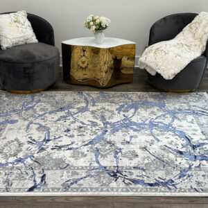 4' x 6' Navy Blue Abstract Area Rug
