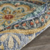 4' Blue Round Wool Floral Hand Tufted Area Rug