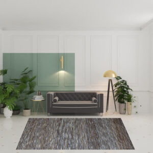 8' x 10' Blue Striped Hand Woven Area Rug