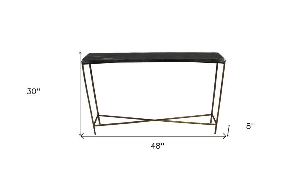48" Black and Gold Stone Frame Console Table