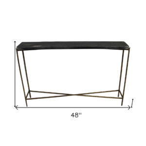 48" Black and Gold Stone Frame Console Table