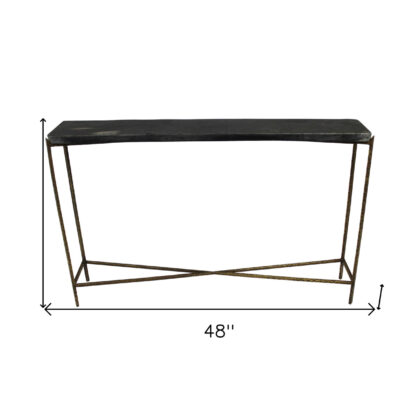 48" Black and Gold Stone Frame Console Table