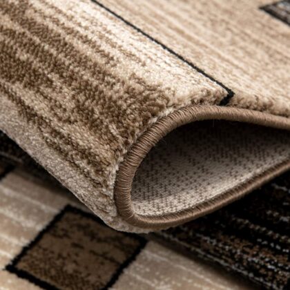 8' Brown and Black Abstract Power Loom Runner Rug