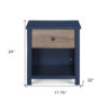 24" Dark Blue One Drawer Nightstand
