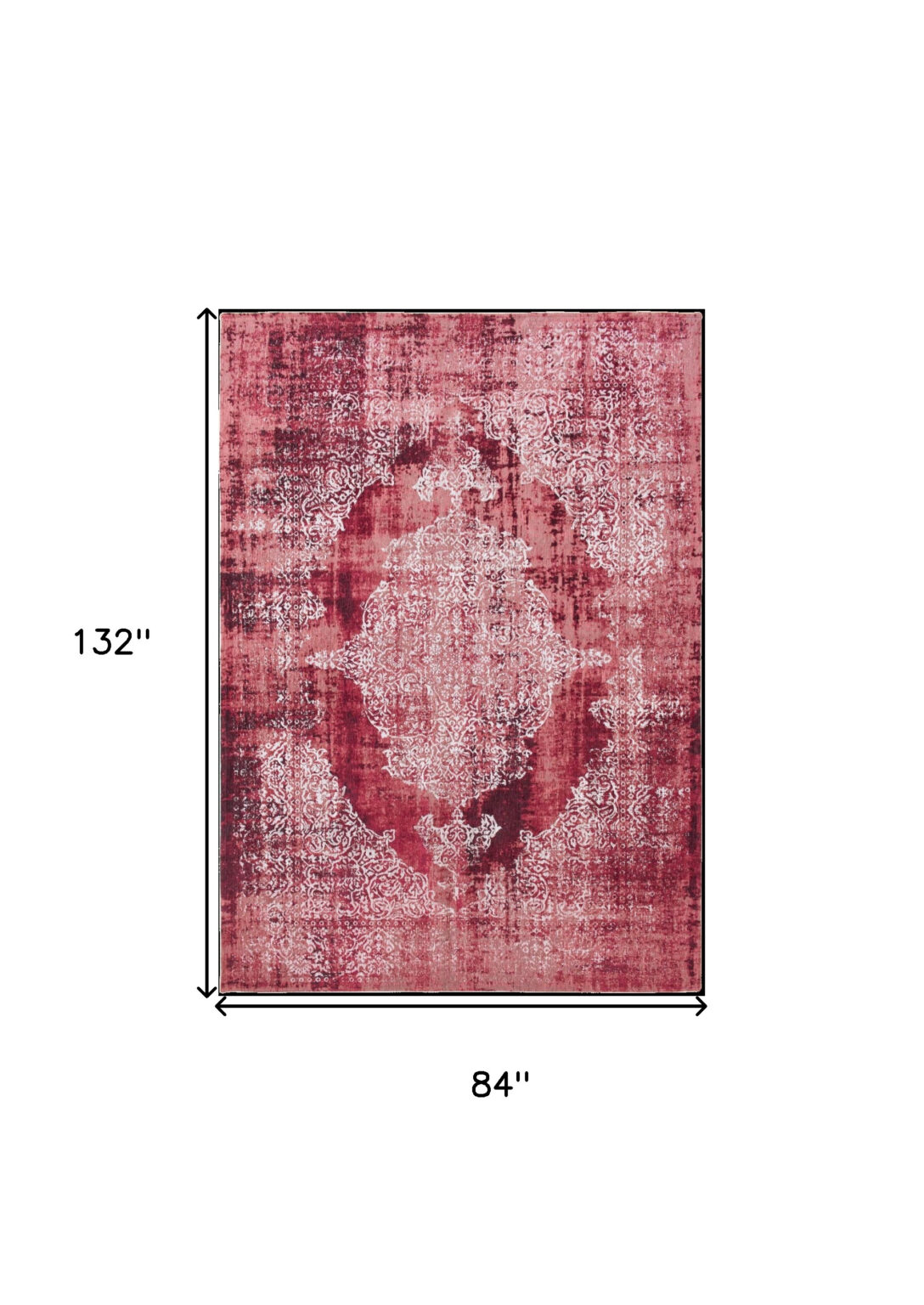 8' x 11' Red and White Oriental Non Skid Area Rug