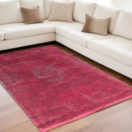5' x 7' Gray and Pink Medallion Non Skid Area Rug