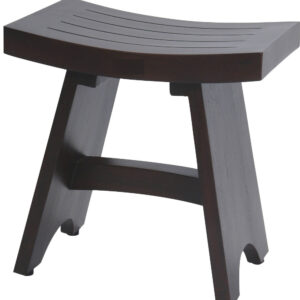 Compact Contemporary Teak Shower Stool In Brown Finish