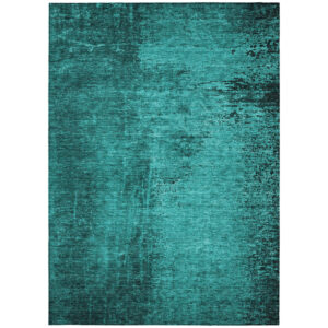3' X 5' Teal Abstract Washable Non Skid Indoor Outdoor Area Rug