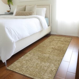 8' Runner Tan Abstract Washable Non Skid Indoor Outdoor Runner Rug