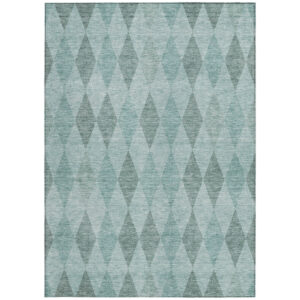 8' X 10' Teal Geometric Washable Non Skid Indoor Outdoor Area Rug