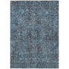9' X 12' Navy and Black Oriental Washable Non Skid Indoor Outdoor Area Rug