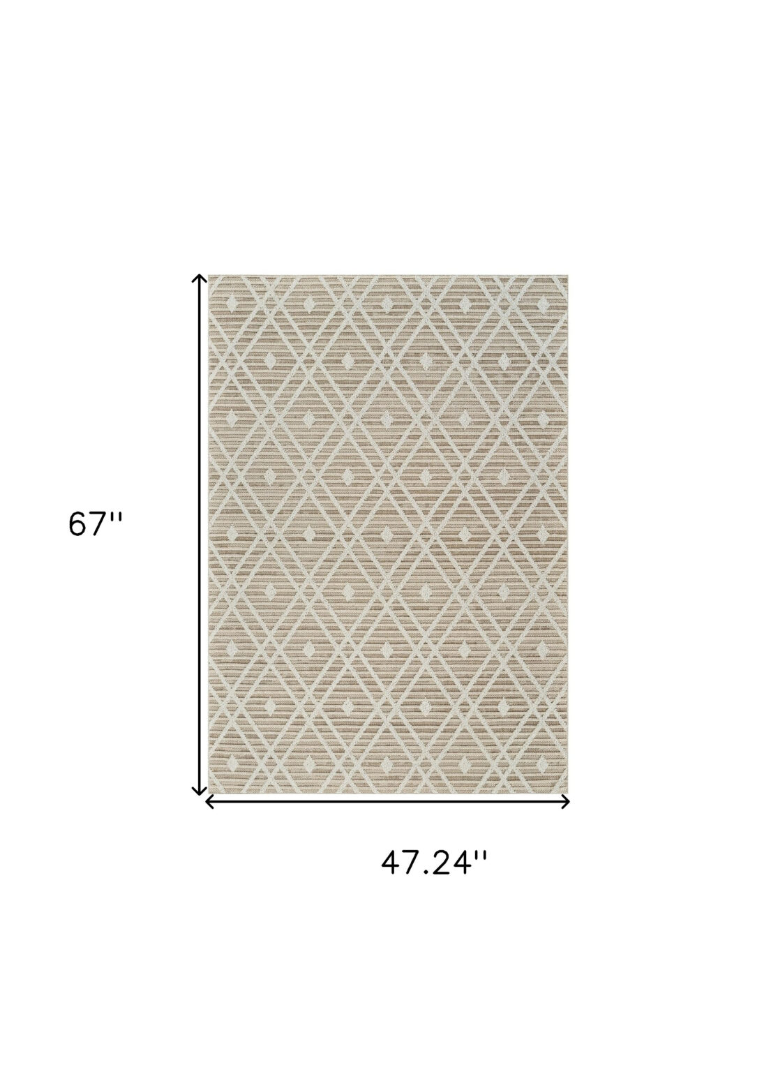 4' X 6' Cream and Brown Geometric Distressed Indoor Outdoor Area Rug