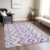 9' X 12' Purple Eggplant And Lavender Geometric Washable Indoor Outdoor Area Rug