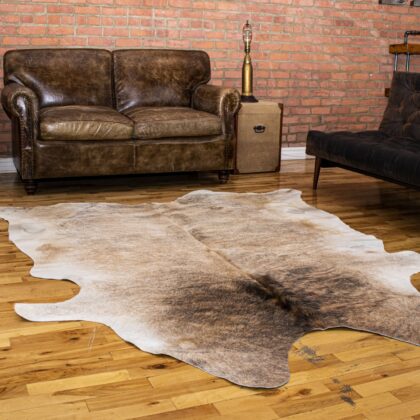 6' X 7' Light Taupe And Brown Exotic Cowhide  Rug