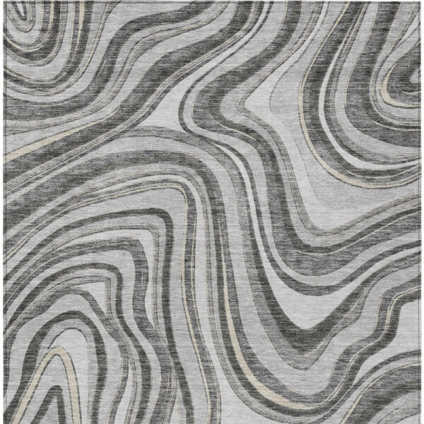 5' X 8' Gray Charcoal And Ivory Abstract Washable Indoor Outdoor Area Rug